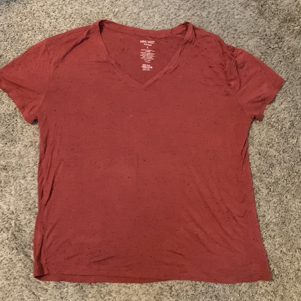 Nine West Burnt Red Short Sleeve T-Shirt